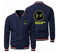 HDOEHLXF Sweat Shirt Homme Jackets for 21 Pilots Print Cardigan Coupe Vent Col Montant Maillot De Cyclisme Manches Longues Fermeture Éclair Combinaison De Vol-Blue||xx_l