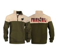 HDOEHLXF Sweat Shirt Zippé Homme Imprimé Fairy Tail Pull Décontracté À Manches Longues Sweat-Shirt Polaire Pull Zippé Quart De Tour avec Poche Chaud d'hiver - Cadeaux-Green||m