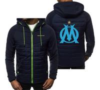 HDOEHLXF Sweats À Capuche Et Cardigans Pour Homme for P.D.Marseille Print Hoodie Patchwork En Duvet Veste Zippée Pull Ajusté Vêtement De Sport Décontracté - Cadeau-Blue||3x_l