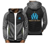 HDOEHLXF Sweats À Capuche Et Vestes De Sport Pour Hommes Imprimé P.D.Marseille Pull Patchwork En Duvet Fermeture Éclair Intégrale Survêtement Décontracté Vêtements-Dark Gray||x_l