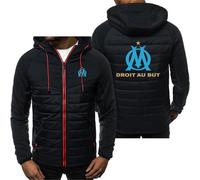 HDOEHLXF Sweats À Capuche Homme Vestes Sport for P.D.Marseille Print Gilets Décontractés Pulls Patchwork Sweats Zippés Vêtements De Travail Manteaux À Capuche-Black||s