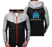 HDOEHLXF Sweats À Capuche Homme Vestes Sport for P.D.Marseille Print Gilets Décontractés Pulls Patchwork Sweats Zippés Vêtements De Travail Manteaux À Capuche-Gray||x_l