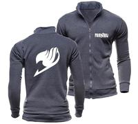 HDOEHLXF Veste Polaire Zippée pour Homme Imprimé Fairy Tail Sweat Shirts Chauds d'hiver Vestes Décontractées À Col Montant Pulls De Randonnée Et De Marche - Cadeaux pour Ados-Dark Gray||s