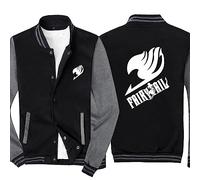 HDOEHLXF Vestes De Baseball Et Sweats Pour Hommes Imprimé Fairy Tail Maillots De Cyclisme Tendance Combinaison De Vol Veste De Baseball Souple Cardigan De Sport-Black||x_l