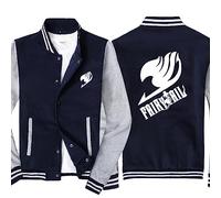 HDOEHLXF Vestes De Baseball Et Sweats Pour Hommes Imprimé Fairy Tail Maillots De Cyclisme Tendance Combinaison De Vol Veste De Baseball Souple Cardigan De Sport-Grey||l