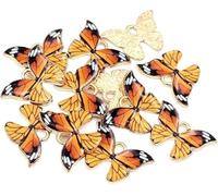 HDouii Lot de 10 breloques papillon colorées en métal émaillé pour la fabrication de bijoux, accessoires de fabrication de bijoux, 21 x 15 mm, orange