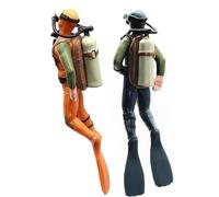 HDouii Lot de 2 figurines de plongée avec tuyau Steve Squid pour aquarium - Modèle à échelle - Animaux marins - Plongeur plongeur