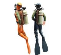 HDouii Lot de 2 figurines de plongée avec tuyau Steve Squid pour aquarium - Modèle à échelle - Animaux marins - Plongeur plongeur