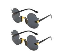 HDouii Lot de 2 paires de lunettes de soleil sans cadre avec motif petit canard pour garçons et filles (gris)