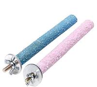 HDouii Lot de 2 perchoirs en bois naturel pour perroquet, plateforme de meulage de pattes, jouets d'exercice pour perruches, calopsittes (couleur aléatoire)