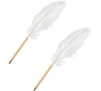 HDouii Lot de 2 stylos à bille à plumes blanches rechargeables pour l'écriture scolaire, les signatures et les recharges