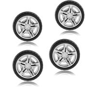 HDouii Lot de 4 pneus noirs en caoutchouc simulé - Pièces de rechange - Installation facile - Petite taille - Véhicules et pièces contrôlés par application (48 mm)