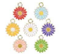 HDOYTXXM 20 Pcs Mode Fleur Pendentif Charm Dangle Douce Marguerite Pendentif Porte-clés Collier Bijoux Accessoires Marguerite Pendentifs Bijoux pour Elle Perles en Plastique