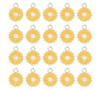 HDOYTXXM 20 Pcs Mode Fleur Pendentif Charm Dangle Douce Marguerite Pendentif Porte-clés Collier Bijoux Accessoires Marguerite Pendentifs Bijoux pour Elle Perles en Plastique