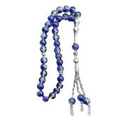 HDOYTXXM 33 perles faites à la main - Chapelet musulman - Verre fissuré - Tasbih - Avec pompon - Pour prière quotidienne et bracelet de prière de soins, bleu marine, taille unique