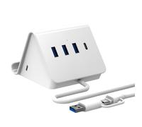 HDOYTXXM Adaptateur USB 3.0 à 4 ports avec bloc d'alimentation de type C, 5 Gbit/s, fonction support pour téléphones, tablettes et ordinateurs, adaptateur USB efficace, station d'accueil pour