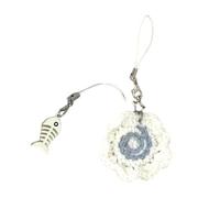 HDOYTXXM Beaux décors de gâteau au poisson Décorations en perles faites à la main pour femmes Bijoux de mode conviviaux Perles Téléphone Charme Alliage Fait à la main Porte-clés Ornement, bleu, taille