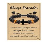 HDOYTXXM Bracelet avec croix religieuse pour garçon - Créations de perles réglables pour Podson petit-fils - Cadeaux de cérémonie de confirmation présents