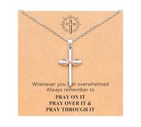HDOYTXXM Collier en acier inoxydable sans date en or rose, breloque avec croix plénière, bijoux légers, significatif pour son amour éternel, religieux