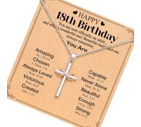HDOYTXXM Collier en acier inoxydable sans date en or rose, breloque avec croix plénière, bijoux légers, significatif pour son amour éternel, religieux