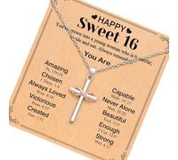HDOYTXXM Collier en acier inoxydable sans date en or rose, breloque avec croix plénière, bijoux légers, significatif pour son amour éternel, religieux