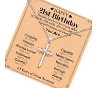 HDOYTXXM Collier en acier inoxydable sans date en or rose, breloque avec croix plénière, bijoux légers, significatif pour son amour éternel, religieux