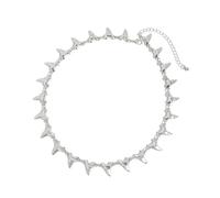 HDOYTXXM Collier inspiré des dents, en alliage d ' or et d ' argent, chaîne réglable pour tenue décontractée, vêtements de fête, collier en alliage de dents d ' animaux et