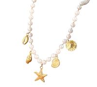 HDOYTXXM Collier léger avec pendentif fiscal pour la plage avec perles d'imitation pour les vêtements de tous les jours, les fêtes, les rassemblements, les coquillages élégants, collier inspiré pour