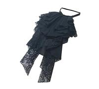 HDOYTXXM Costume de théâtre médiéval, faux col, dentelle à volants, cravate Jabot pour jeux de rôle, événements et représentations sur scène, accessoire de costume d'Halloween pirate, Noir , taille