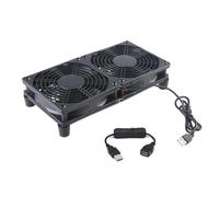 HDOYTXXM Double ventilateur alimenté par USB pour le refroidissement du routeur, ventilation efficace et régulation de la température du ventilateur électronique Shelter