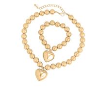 HDOYTXXM Ensemble de collier et avec pendentif en forme de cœur d ' amour, bijoux ronds en perles, chaîne de perles élégante, accessoires de mode pour femmes, collier à porter quotidien