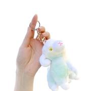 HDOYTXXM Joli porte-clés d'agneau en peluche sac de dessin animé ornement pour filles avec tissu doux et couleur peau colorée voyante sacs à main sacs à main, Jaune et vert, Metal buckle