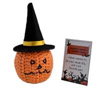 HDOYTXXM Jouet en forme de tête de citrouille en tricot de dessin animé avec cartes de motivation Halloween avec poupées à chapeau pour donner une décoration de collection