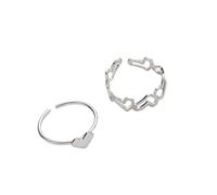 HDOYTXXM Lot de 2 bagues tendance avec découpe en forme de cœur - Accessoire de fête - Texture métallique - Anneaux creux en forme de cœur