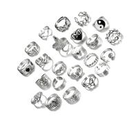 HDOYTXXM Lot de 24 bagues en argent avec motifs gothiques tels que tête de mort en forme de cœur et serpent pour femmes et hommes à motif vintage