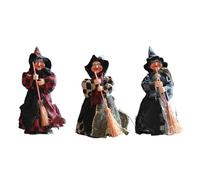 HDOYTXXM Lot de 3 balais en tissu - Figurine de sorcière - Décoration d'intérieur et d'enseignement libre - Décoration de fête - Chapeau de sorcière - Jouet effrayant