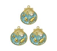 HDOYTXXM Lot de 3 pendentifs créatures de vie marine, accessoires de fabrication de bijoux, coquillages, étoile de mer, pour colliers créatifs, travaux manuels, styles nautiques, Einheitsgröße, comme
