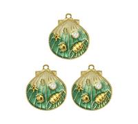 HDOYTXXM Lot de 3 pendentifs créatures de vie marine, accessoires de fabrication de bijoux, coquillages, étoile de mer, pour colliers créatifs, travaux manuels, styles nautiques, Einheitsgröße, comme