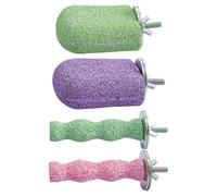 HDOYTXXM Lot de 4 perchoirs interactifs à mâcher en résine avec surfaces rugueuses pour perroquets, griffes, perchoir pour perroquet