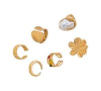 HDOYTXXM Lot de 6 bagues réglables inspirées du punk Rock - Pour un usage quotidien ou des fêtes - Bijoux en alliage léger robuste avec des designs uniques inspirés du punk