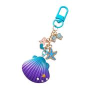 HDOYTXXM Porte-clés étoile de mer Belle voiture en coquillages Porte-clés Ornements suspendus Porte-clés créatif Sac à dos Pendentif, Blue Shell
