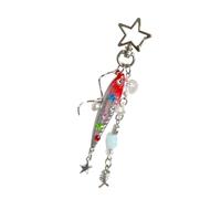 HDOYTXXM Porte-clés poisson flottant inspiré de la nature, structure détaillée d'ailerons, sangle de téléphone, outil d'amélioration décontracté, porte-clés flexible et articulé, rouge, Hanging rope