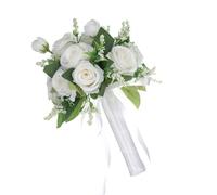 HDOYTXXM Roses blanches Bouquet de mariage élégant romantique demoiselle d'honneur pour photographie échantillon dîner décoration soie légère mariée en soie