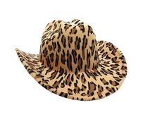 HDOYTXXM Styles occidentaux élégants haut bords larges Fedoras avec motif animal pour hommes unisexe vintage fête couvre-chef extérieur voyage, Motif léopard, taille unique