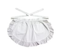 HDOYTXXM Tablier à volants pour femmes avec poches Costume vintage de femme Demi-pour la cuisine et les fêtes à thème Cosplay, Blanc., taille unique