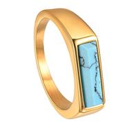 HDOYTXXM Véritables pierres précieuses turquoises Anneaux empilables Lunettes de protection Bords en acier inoxydable résistant à la transpiration Bijoux de mariage Résistant aux rayures Déclaration