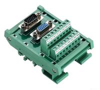 HDP15-MG6 Bloc de jonction adaptateur VGA mâle vers femelle pour montage sur rail DIN | Module d'interface en cuivre plaqué or avec pas de 5 mm | Câblage 16-26 AWG | -20C à 70C
