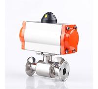 HDPHCRIUN 63mm 3 voies 304 Sanitaire Tri Clamp Ferrule T/L Type Pneumatique Ball Valve avec Cylindre Double Action 1 Pièce (Type L)