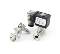 HDPHCRIUN Électrovanne en Acier Inoxydable normalement fermée DN8 VX2120-08-SS-NC, avec raccords de tuyaux à Joint Caoutchouc Silicone, 220VAC 12VDC, 1 pièce(with FC6mm,220VAC)