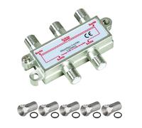 Pack repartiteur antenne tv ou sat 1 entree 4 sorties 5-2300 mhz + 5 fiches f offert